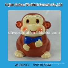 Lovely smiling monkey design ceramic animal cookie jar